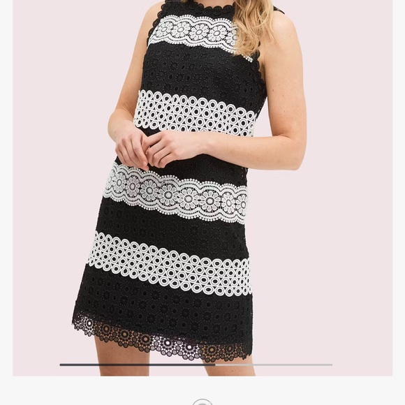 kate spade Dresses & Skirts - Kate Spade Dot Lace Shift Dress Black and White Lace Dress (New)